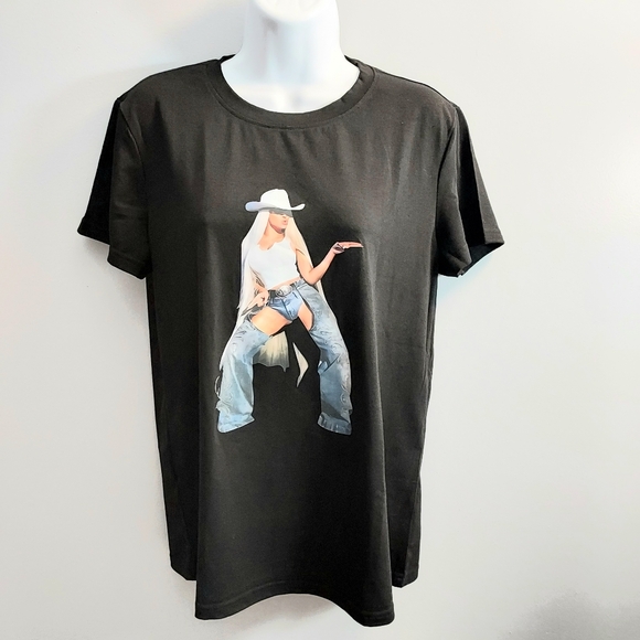 Women Black T-Shirt Short Sleeves - Picture 7 of 9